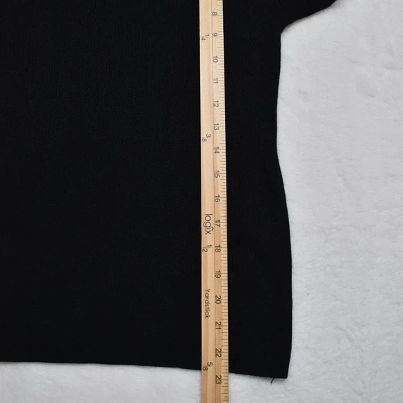 Catherine Malandrino Black Knit Top Sz L Solid Hue Stretch Minimalist Neutral - Picture 12 of 16